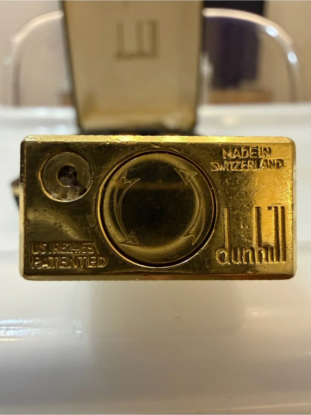 Vintage Dunhill Rollagas Gold Plated Lighter - Barley Pattern - Swiss Made